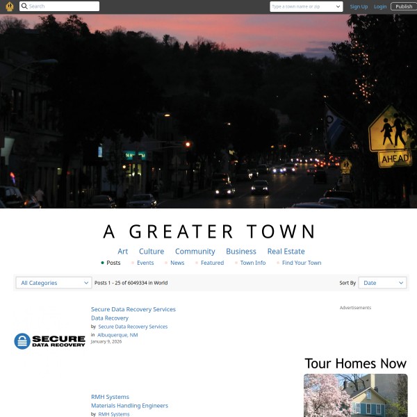 A Greater Town homepage screenshot