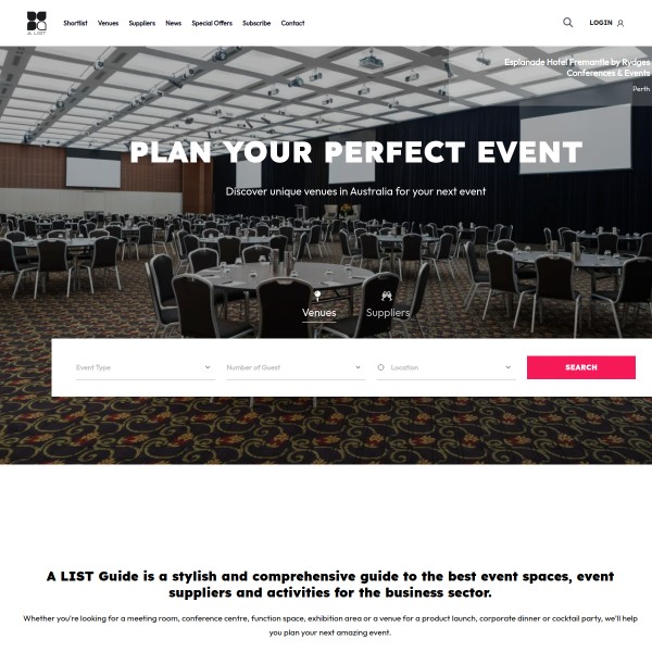 A List Guide homepage screenshot