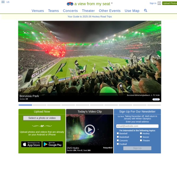 A View From My Seat homepage screenshot