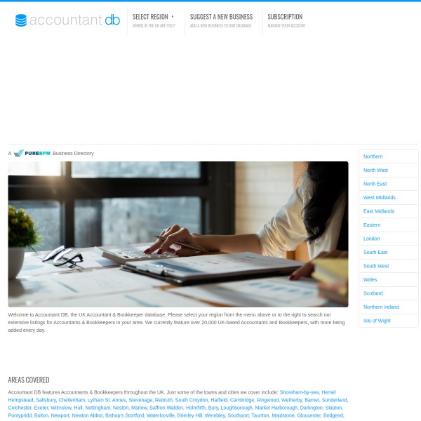 Accountant DB homepage screenshot