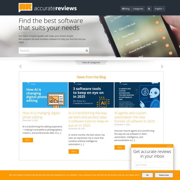 Accurate Reviews homepage screenshot