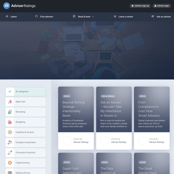 Adviser Ratings homepage screenshot