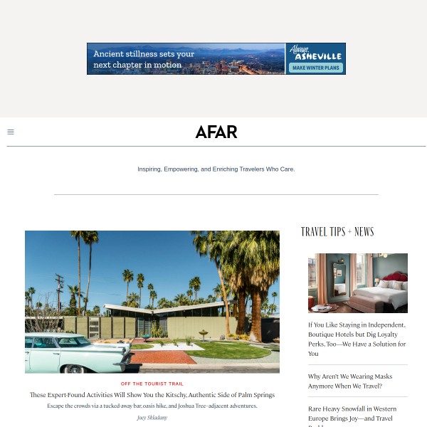 Afar homepage screenshot