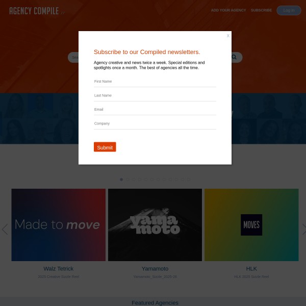 Agency Compile homepage screenshot