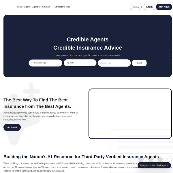 Agent Review homepage screenshot