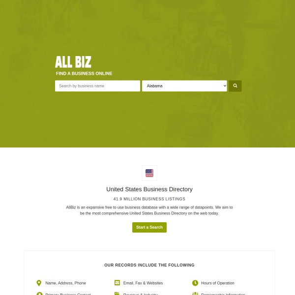 Allbiz homepage screenshot