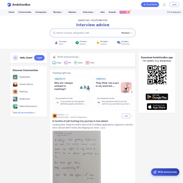 AmbitionBox homepage screenshot