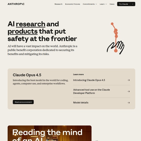 Anthropic homepage screenshot