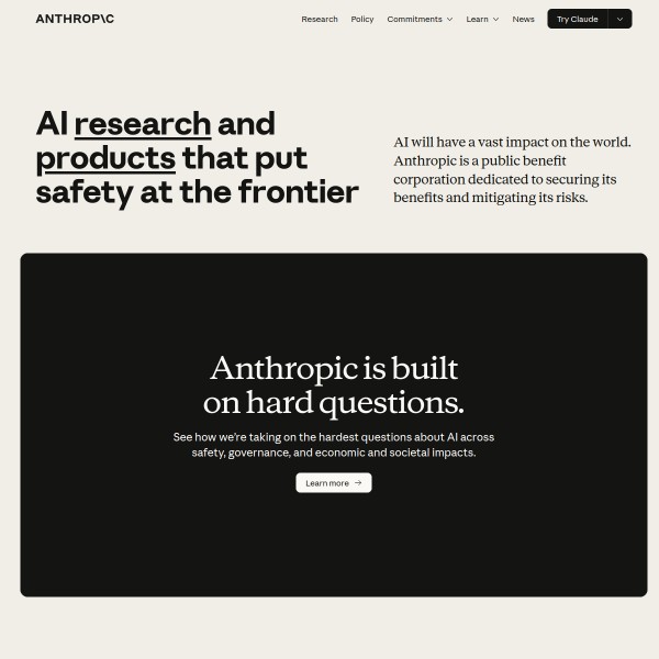 Anthropic homepage screenshot