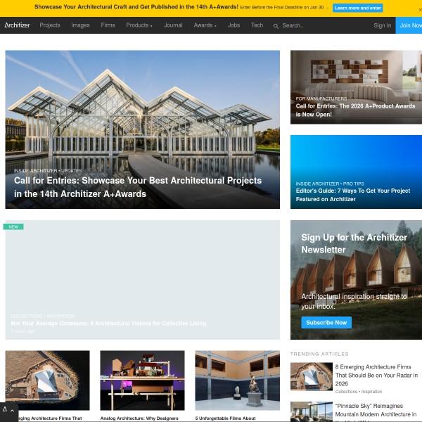 Architizer homepage screenshot