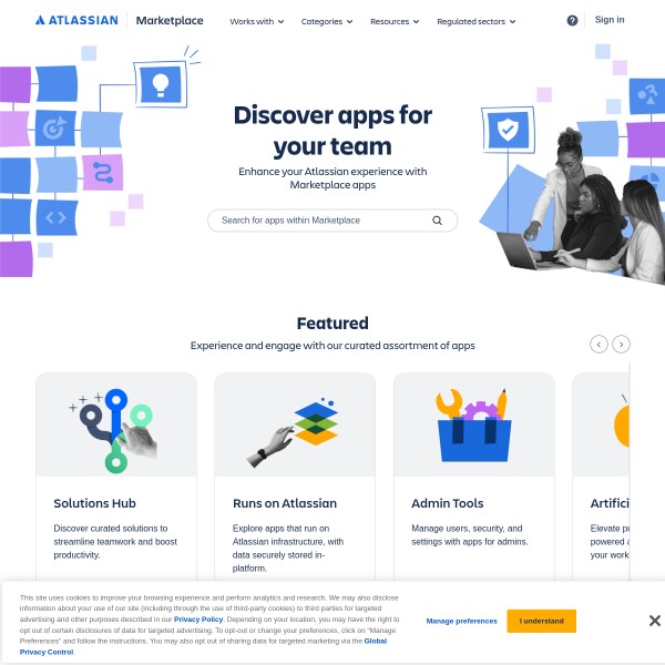 Atlassian Marketplace homepage screenshot