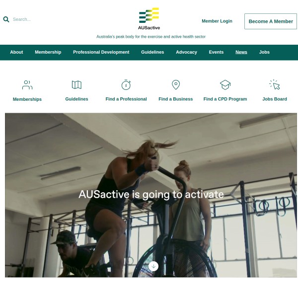 AUSactive homepage screenshot