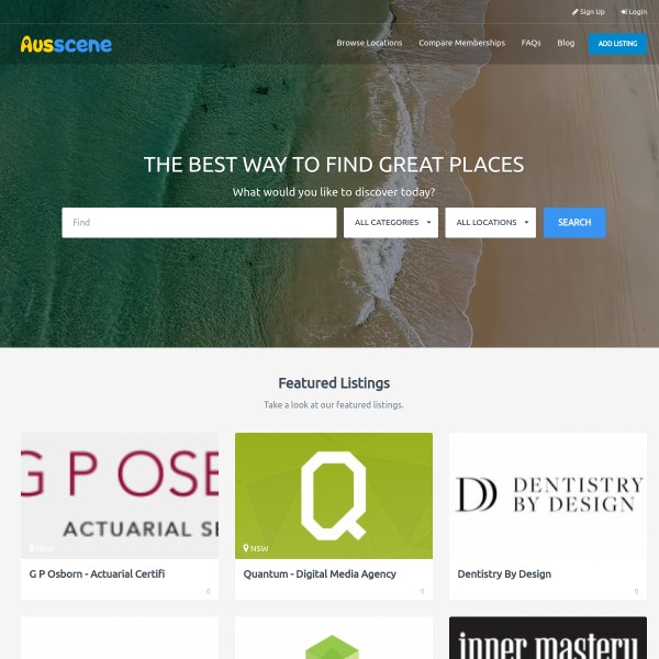 AusScene homepage screenshot