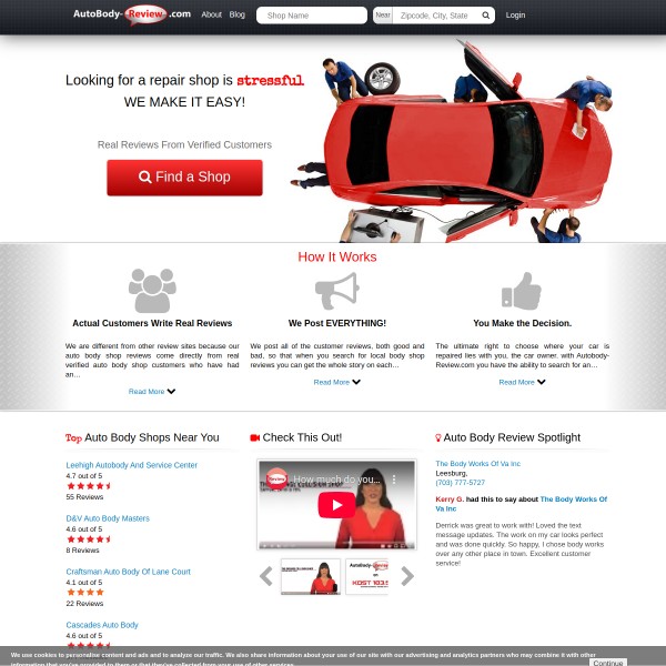 AutoBody Review homepage screenshot