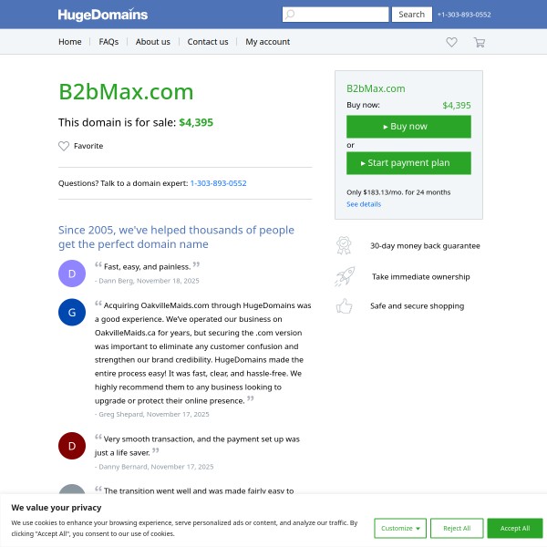 B2BMax homepage screenshot