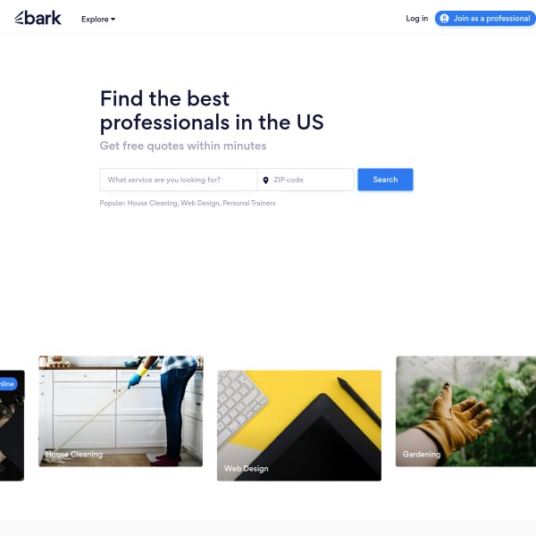 Bark homepage screenshot