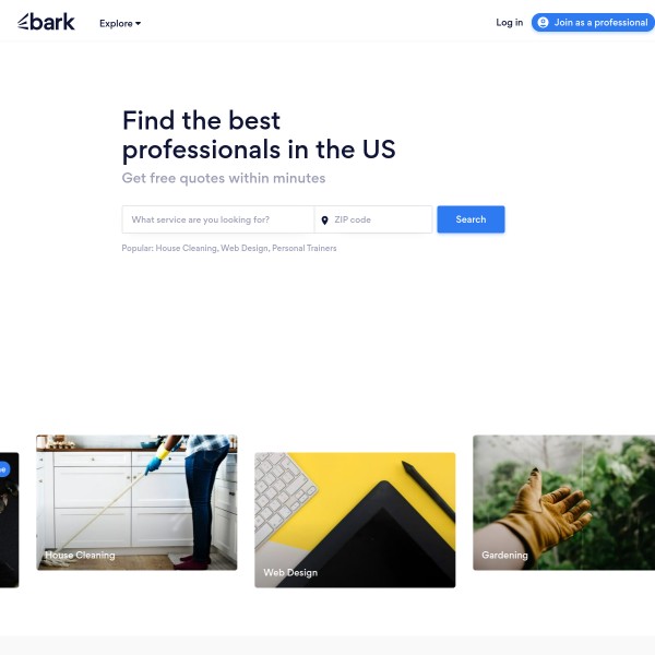 Bark homepage screenshot
