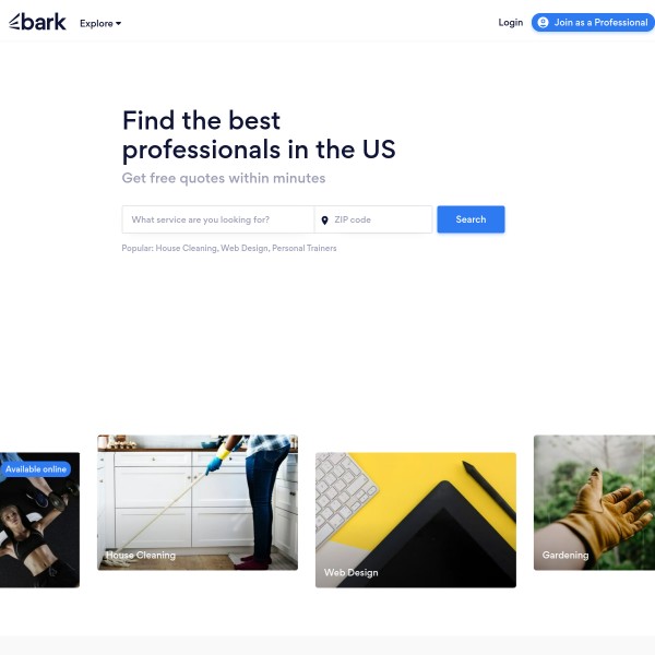 Bark homepage screenshot