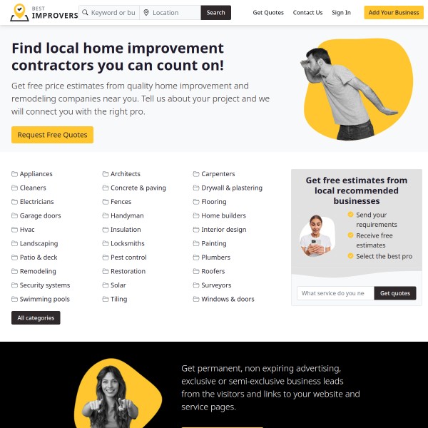 Best Improvers homepage screenshot