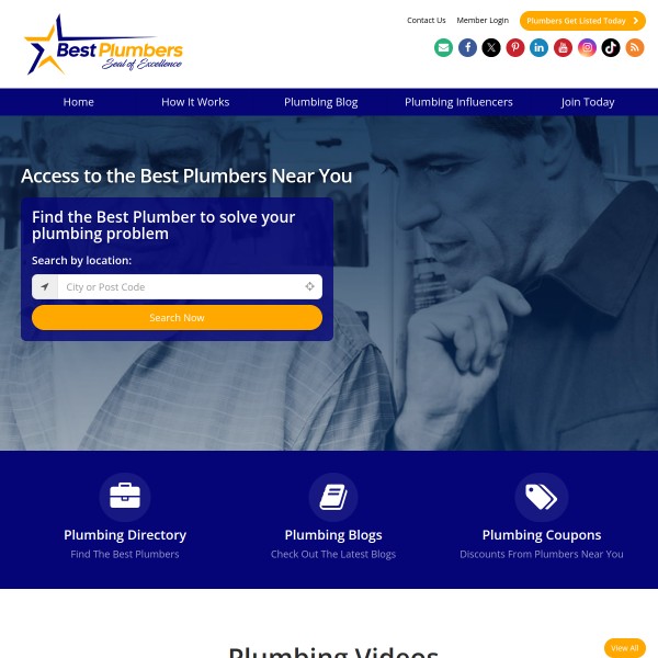 Best Plumbers homepage screenshot