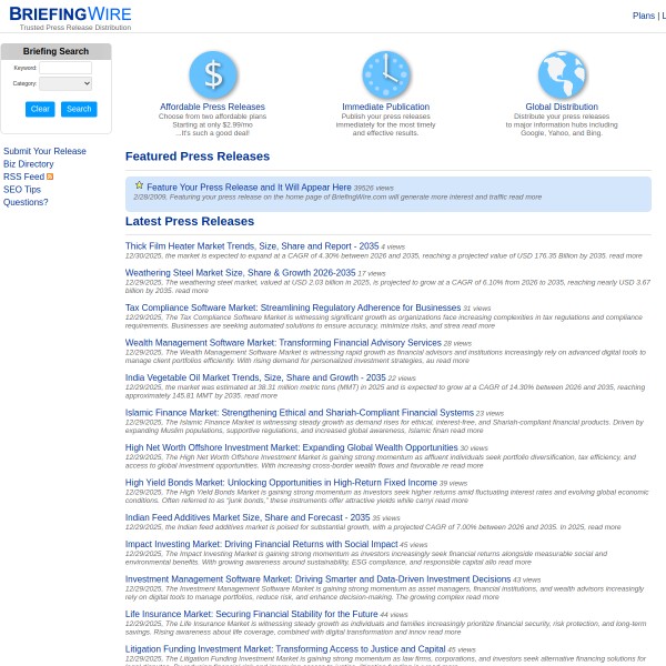 Briefing Wire homepage screenshot