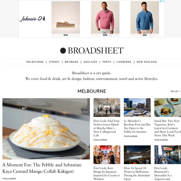 Broadsheet homepage screenshot