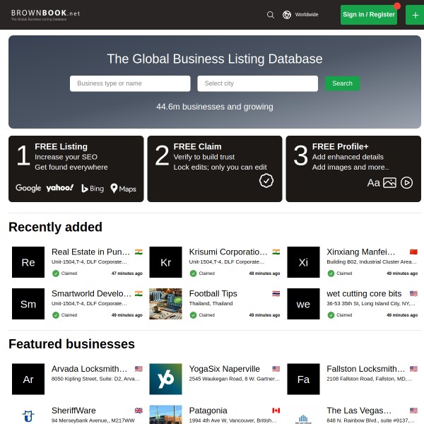 Brown Book homepage screenshot