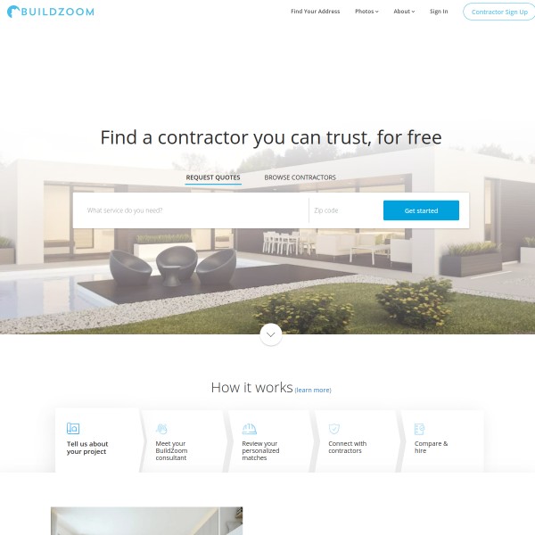BuildZoom homepage screenshot