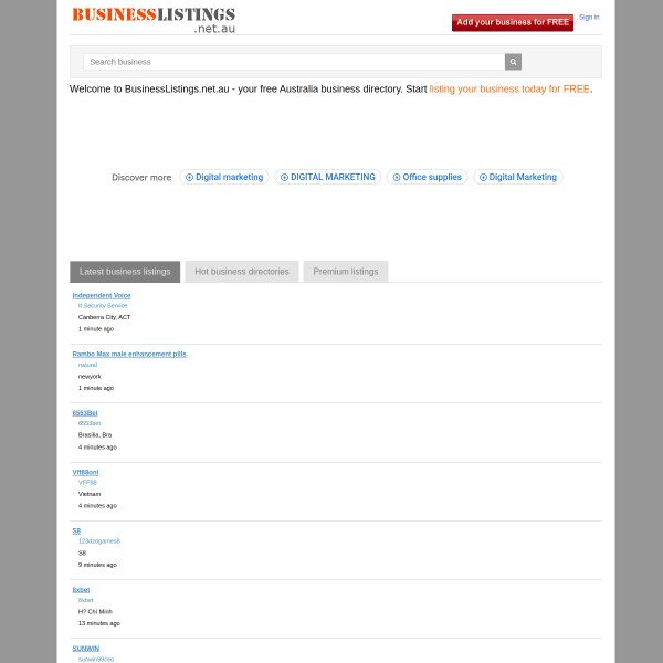 businesslistings.net.au homepage screenshot