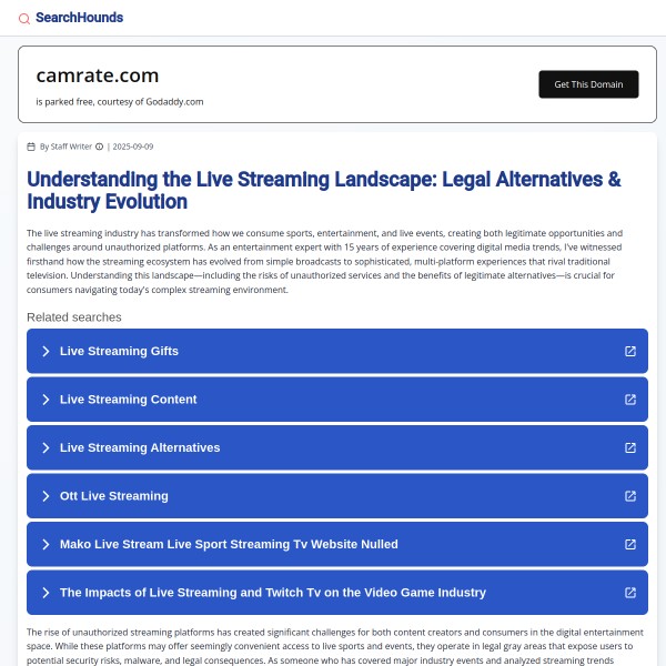 Camrate homepage screenshot