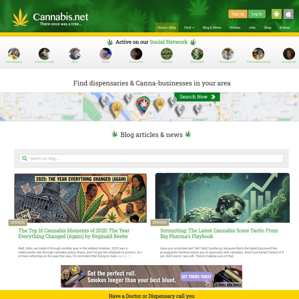 Cannabis.net homepage screenshot