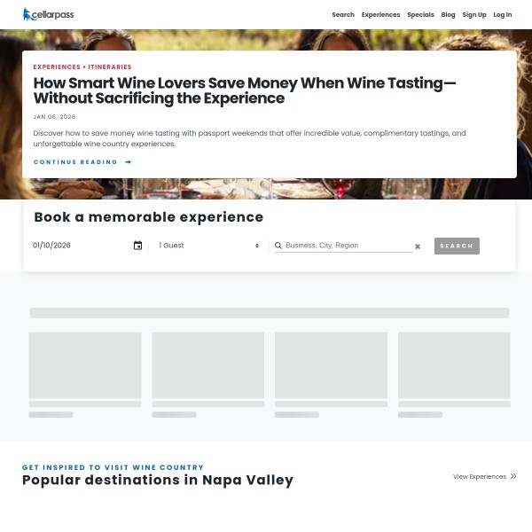 Cellarpass homepage screenshot