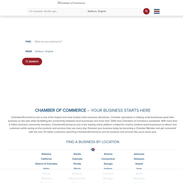 Chamber of Commerce homepage screenshot