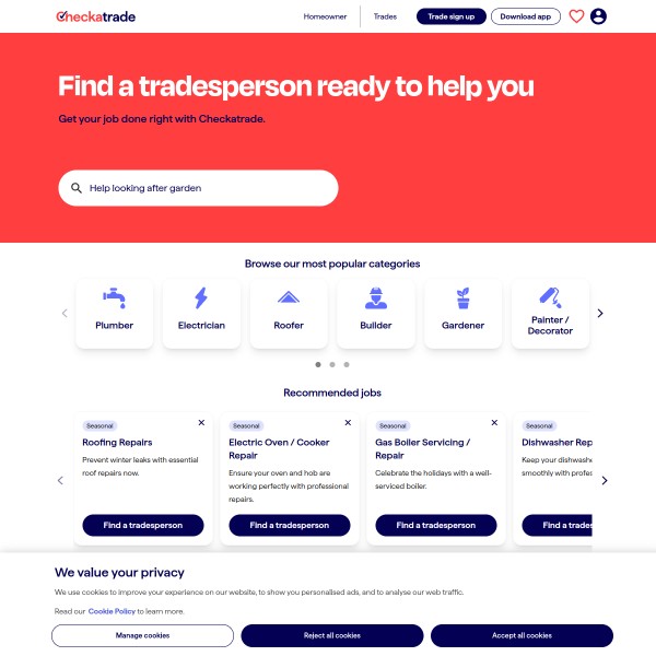 Check A Trade homepage screenshot