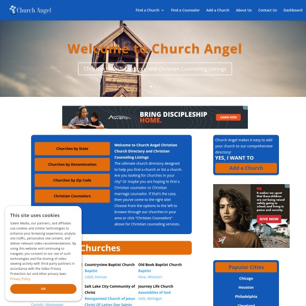 Church Angel homepage screenshot