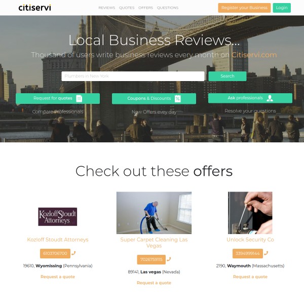 Citiservi homepage screenshot