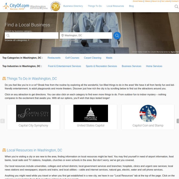 City Of homepage screenshot