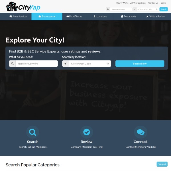 CityYap homepage screenshot