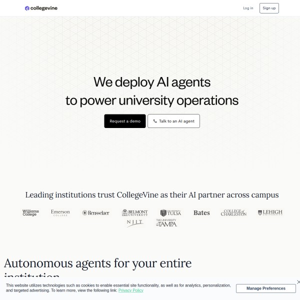 Collegevine homepage screenshot