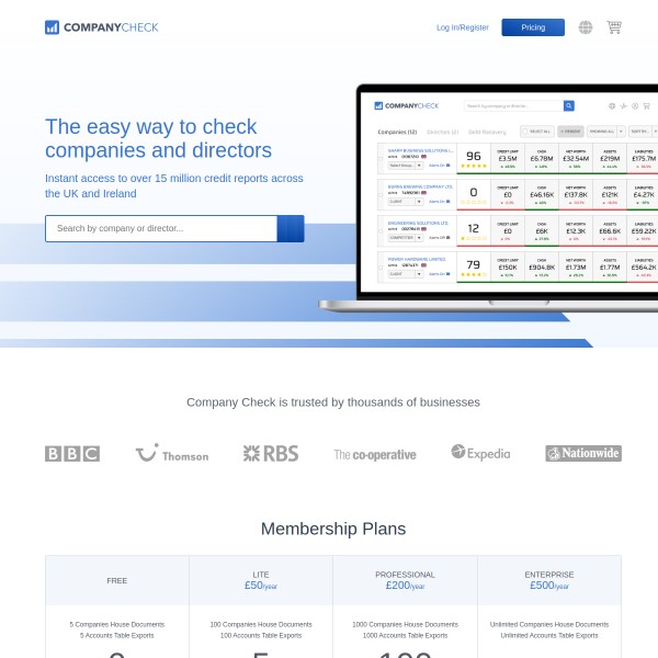 Company Check homepage screenshot