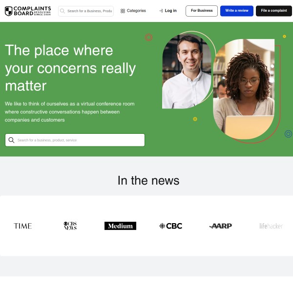 Complaints Board homepage screenshot