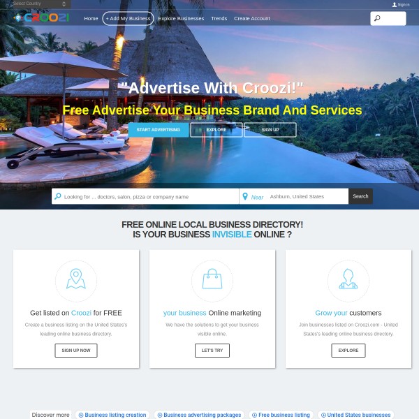 Croozi homepage screenshot