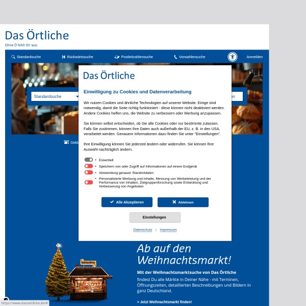 Das Örtliche homepage screenshot