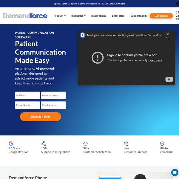Demandforce homepage screenshot