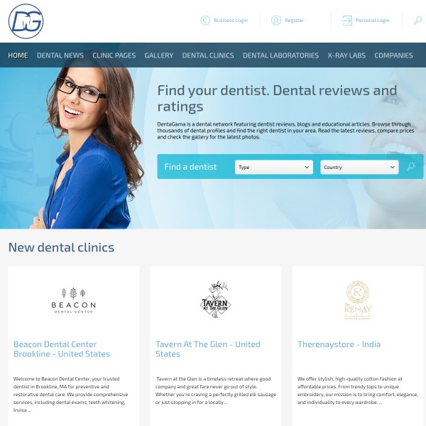 DentaGama homepage screenshot