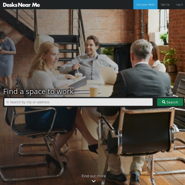 Desks Near Me homepage screenshot