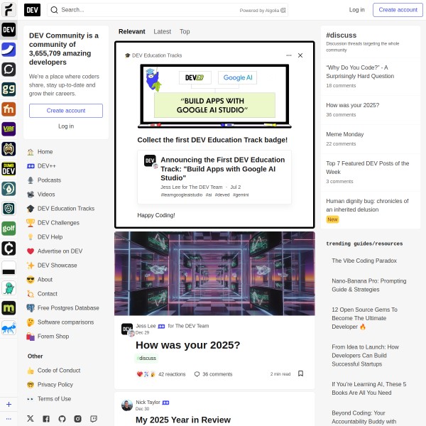 dev.to homepage screenshot