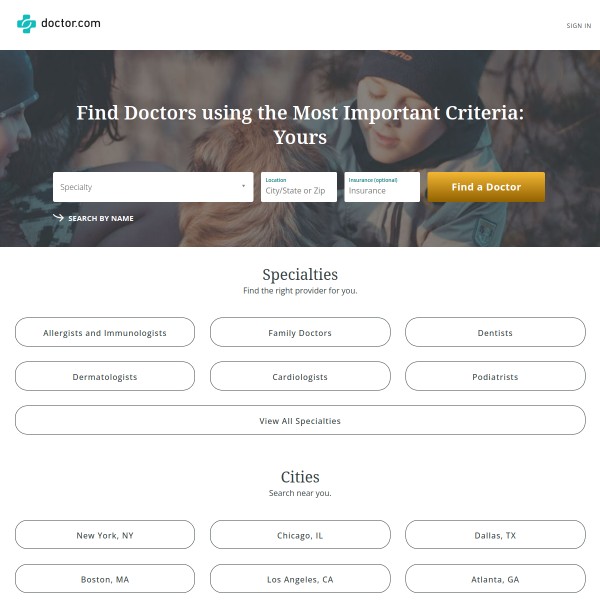 doctor.com homepage screenshot