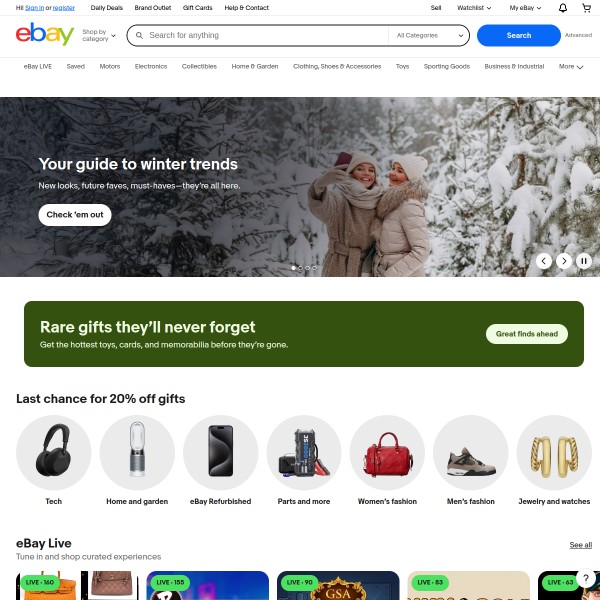 Ebay homepage screenshot