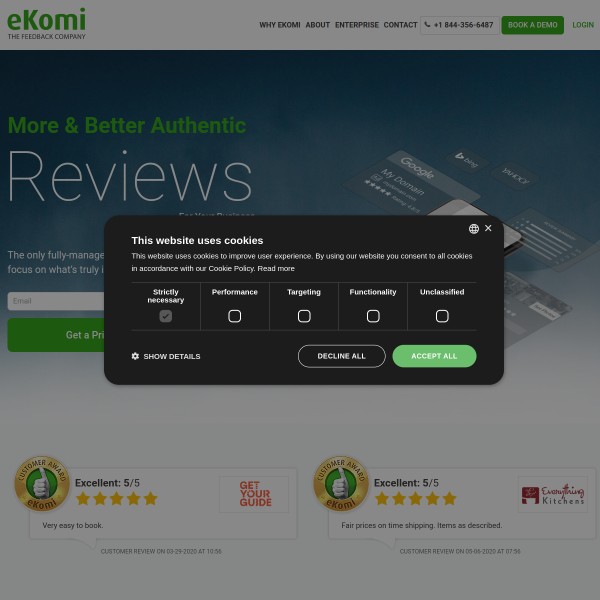 eKomi homepage screenshot